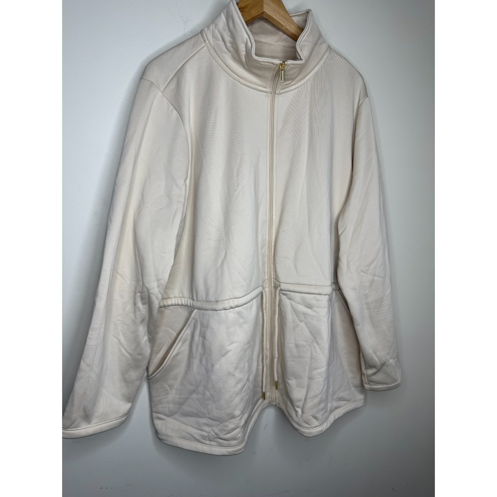 Susan Graver Chic Fleece Cinched Waist Jacket Sandshell, Size 2X #44M - Picture 4 of 11
